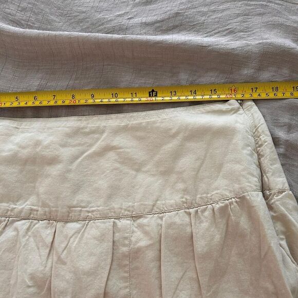 Vintage y2k cotton cream ivory ruffle pleated skirt size large - Picture 6 of 7